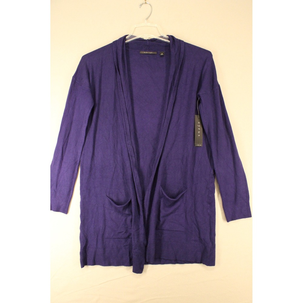 Cyrus Cardigan Open Front Womens M Purple Rayon Blend Minimalist NWT